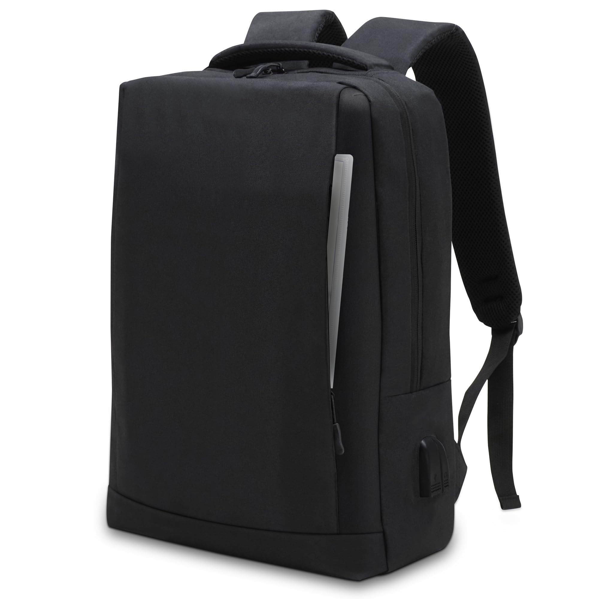 Waytex 15 Inch Waterproof Laptop Backpack with USB Charging Port, Black, 15 pouces, Classic