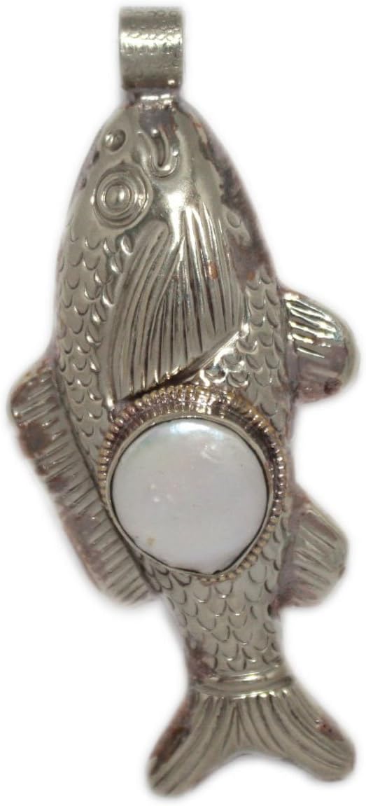 Large Fish Pendant Pearl Pendant Nepal pendant Tibetan Pendant Boho pendant Tribal pendant PB299