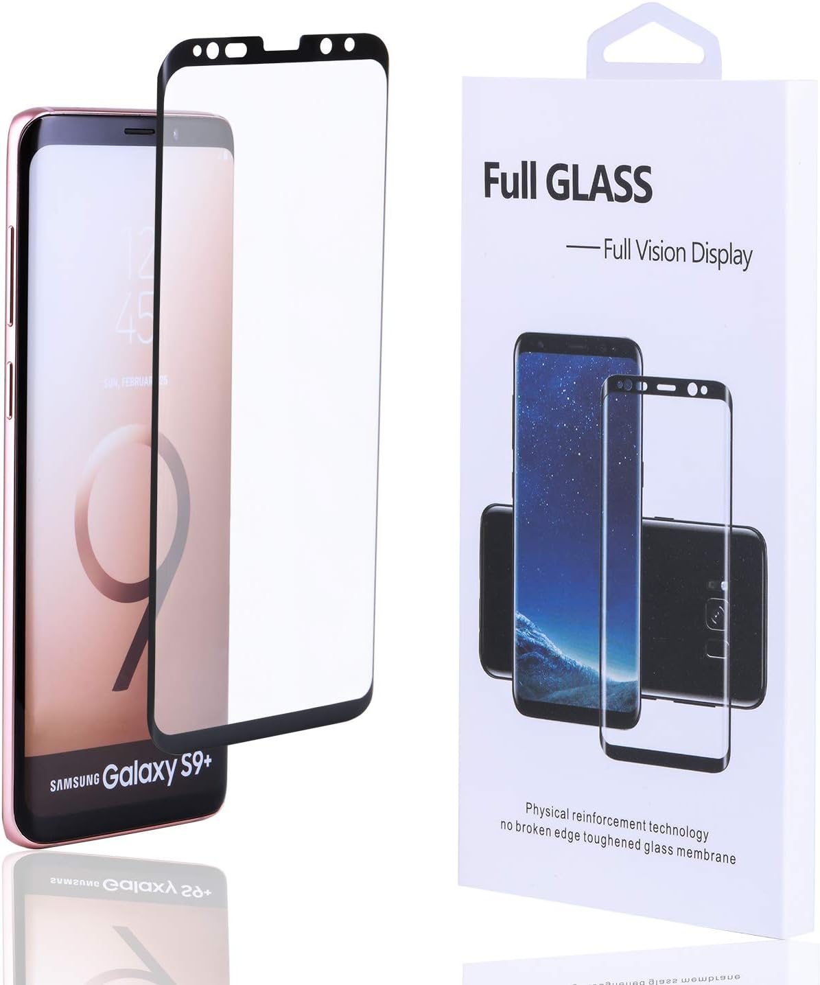 Fujunkang Anti-Scratch Full Coverage Protection Screen Protector [Full Glue Tempered Glass] for Samsung Galaxy S9 Plus (2019)-Black