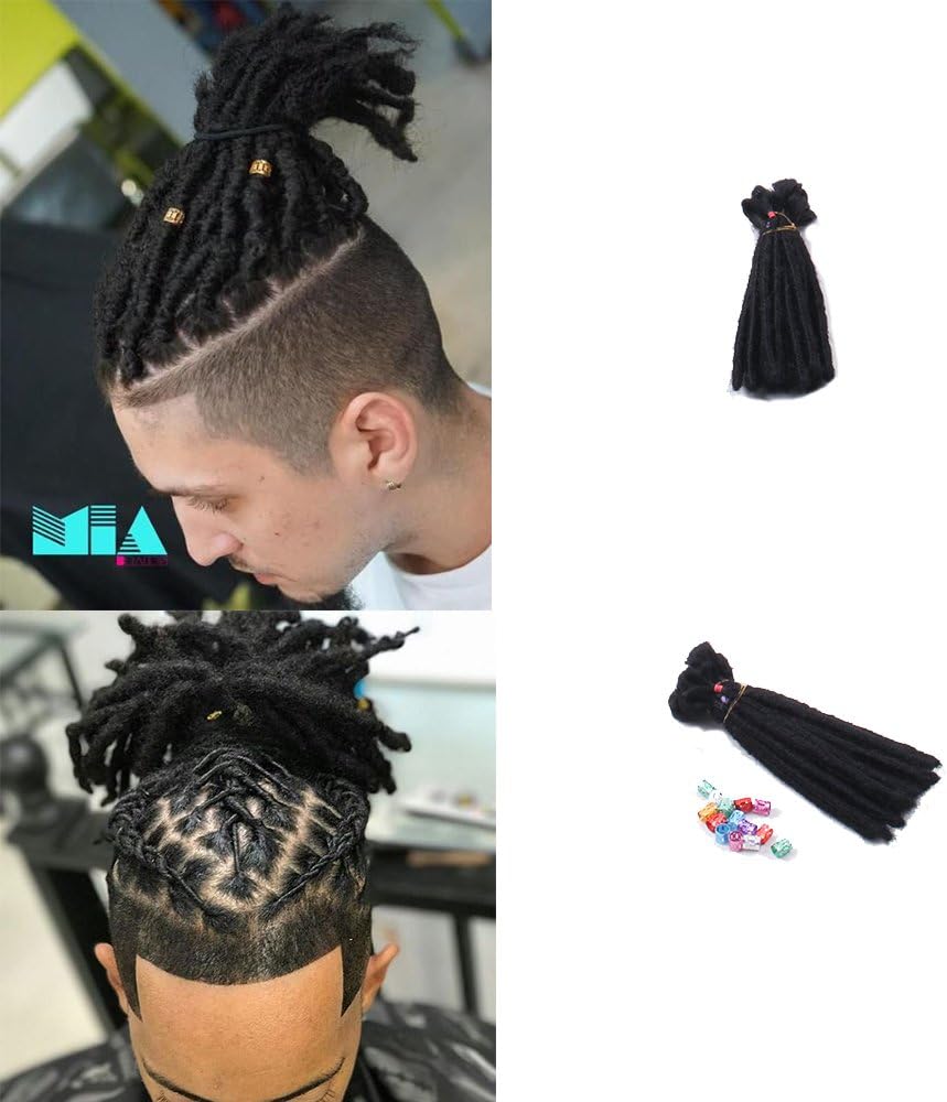 DSOAR 6 inch Handmade Dreadlocks Extensions Men's Dreadlocks Fashion Reggae Hair Hip-Hop Style 20 Strands/Pack Synthetic Dreadlocks Hair For Men