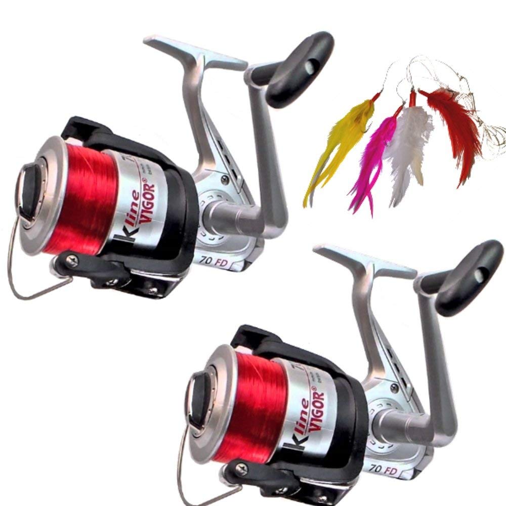 2 x Sea Fishing Reels and FREE Mackerel Feathers