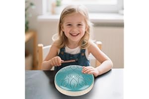 SPACE RHYME Rain Drum for Outside Garden- 13 Note 6.8 Inch Steel Tongue Drum for Kids, Chakra Drum for Sound Healing Instruments, Music Gifts for Musicians, Rain Music Maker Outside with Drumsticks, Music Book and Mallet Holder