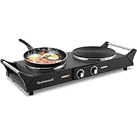 Techwood 1800W Hot Plate Portable Electric Stove Countertop Double Burner with Adjustable Temperature & Stay Cool…