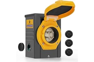 LAZMUMI 30 Amp Outdoor Generator Power Inlet Box,NEMA L14-30P,125/250V,7500 Watts, Power Inlet Box for 4 Prong Generator Cord, Generator Transfer Switch with Power Indicator Pre-Drilled, ETL Listed