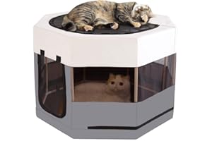 Meow&Woof Cat Playpen for Small Animals Wood Frame Cats Cage Indoor Kitten Crate Dog Play Pens for Puppy Large Size Sturdy Struction Long Lasting Use(29" W 16.5" H, Mist)
