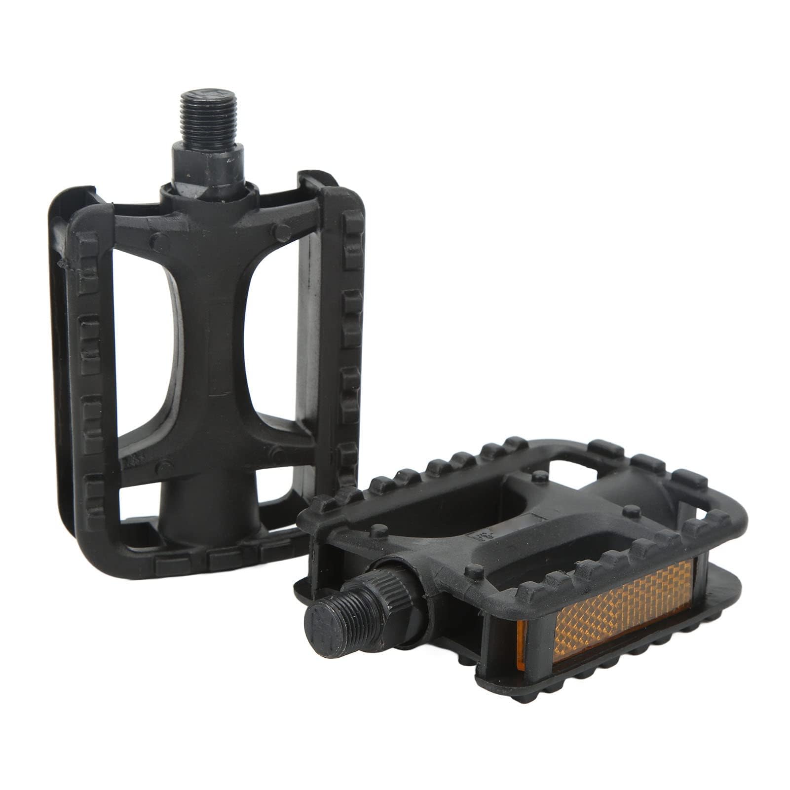 Bike Pedals with Reflector, 1 Pair Universal Lightweight Plastic Non-Slip Foot Pedal with Reflective Stripe Replacement for Mountain Road Bikes