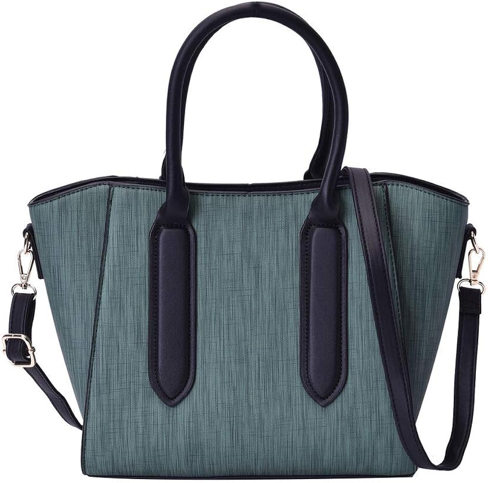 Green Stylish Tote Bag with Zipper Closure and Adjustable Shoulder