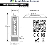 Long Life Lamp Company Pop Up Socket 3 UK Plug 2 USB Silver Kitchen Worktop 80mm view 7