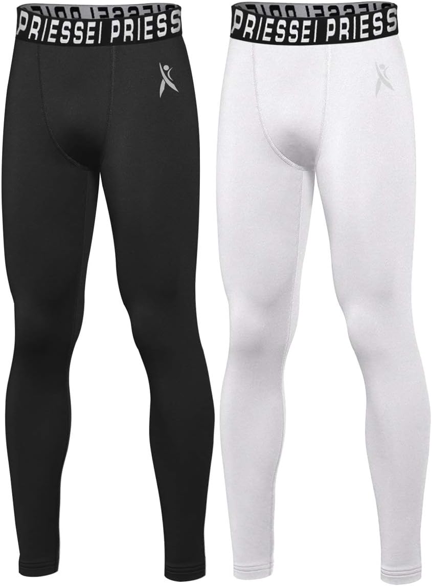 PRIESSEI Boys Compression Leggings Youth Sports Tights Athletic