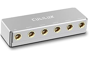 Cubilux Multiport Guitar Signal Splitter, Passive 5-Way 6.35mm Audio Splitter, Quarter Inch Audio Source Splitter for Bass, Instruments Recording, Monitoring