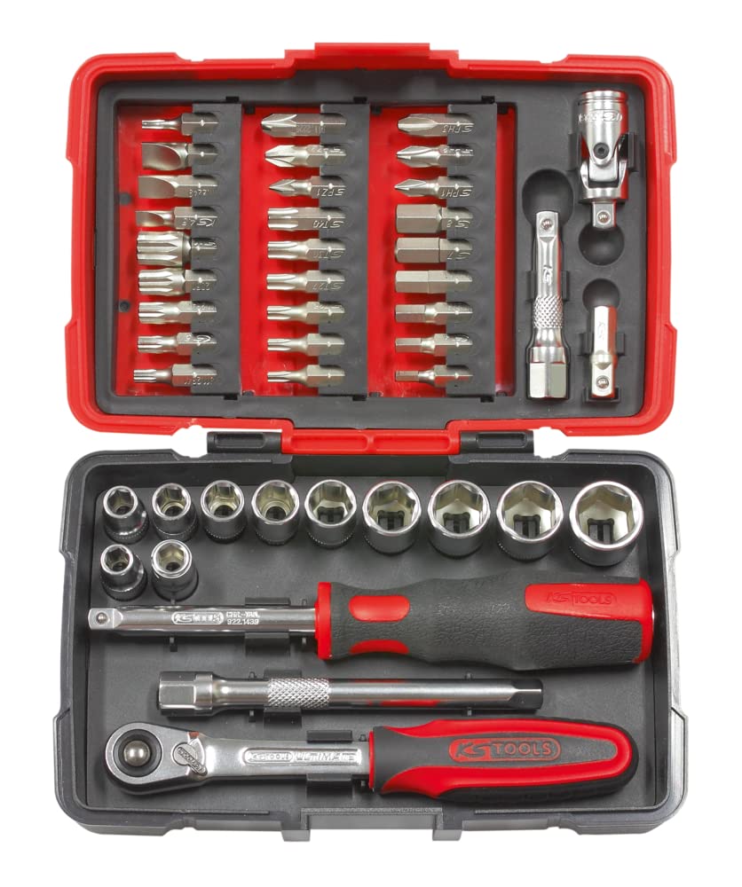 KS Tools 922.0644 Ultimate 44-Piece Set of Sockets/Accessories 1/4 Inch Drive