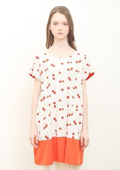 Amazon Co Jp グラニフ Graniph コラボレーションaライン半袖ワンピース くだものさんさくらんぼパターン ツペラツペラ レッド Lady F 服 ファッション小物