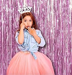 Metallic Light Pink Tinsel Foil Fringe Curtains 3