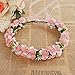 Meiliy Bridal Flower Garland Crown Flower Headband Hair Wreath Halo with Flower Wrist Corsage for Wedding Festivals (PINK)