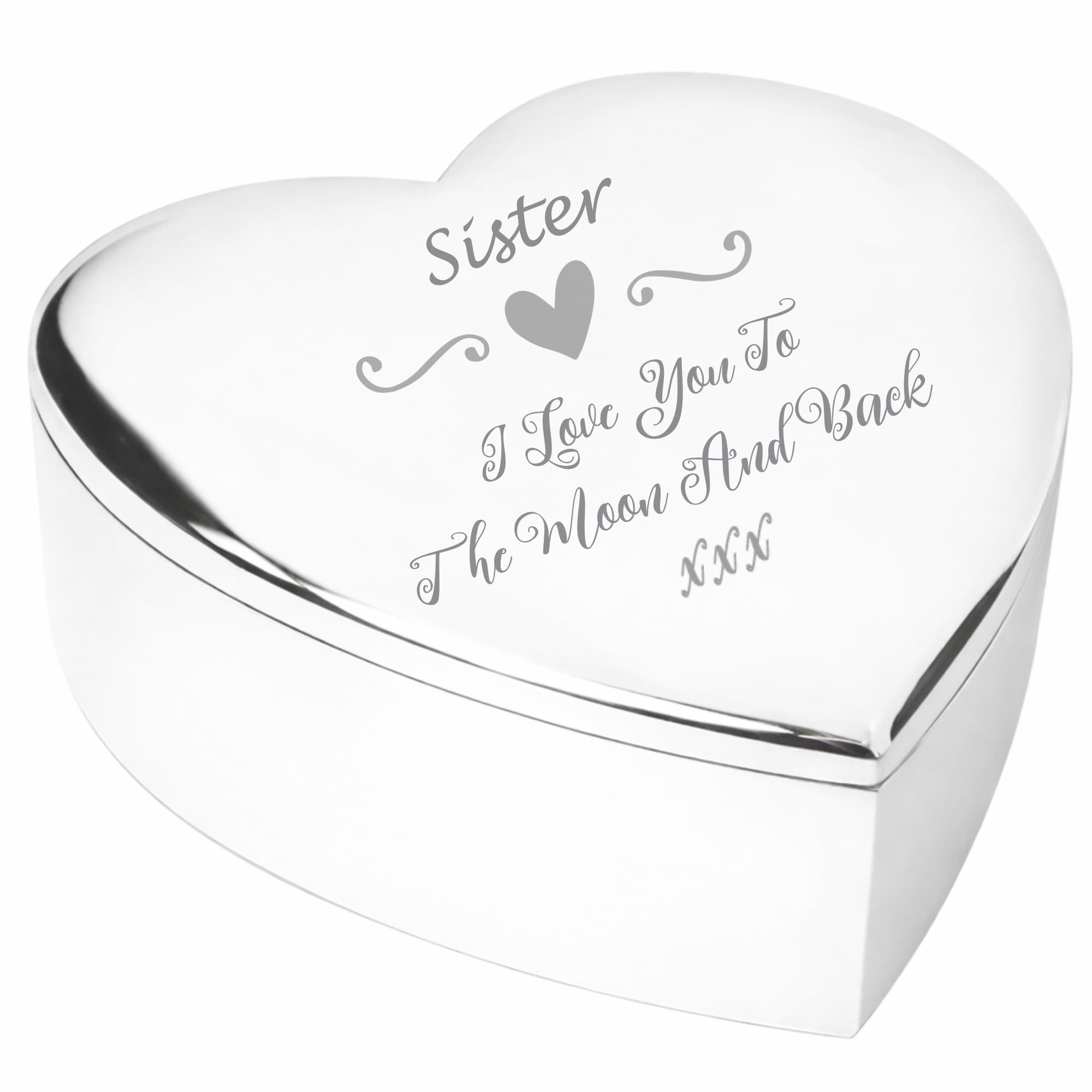 Chris Bag Of Goodies Sister I Love You To The Moon and Back Heart Trinket Box Novelty Keepsake Idea