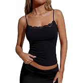 Xuiqx Womens Sexy Lace Cami Top Double Lined Spaghetti Strap Club Party Going Out Y2K Crop Tank Tops