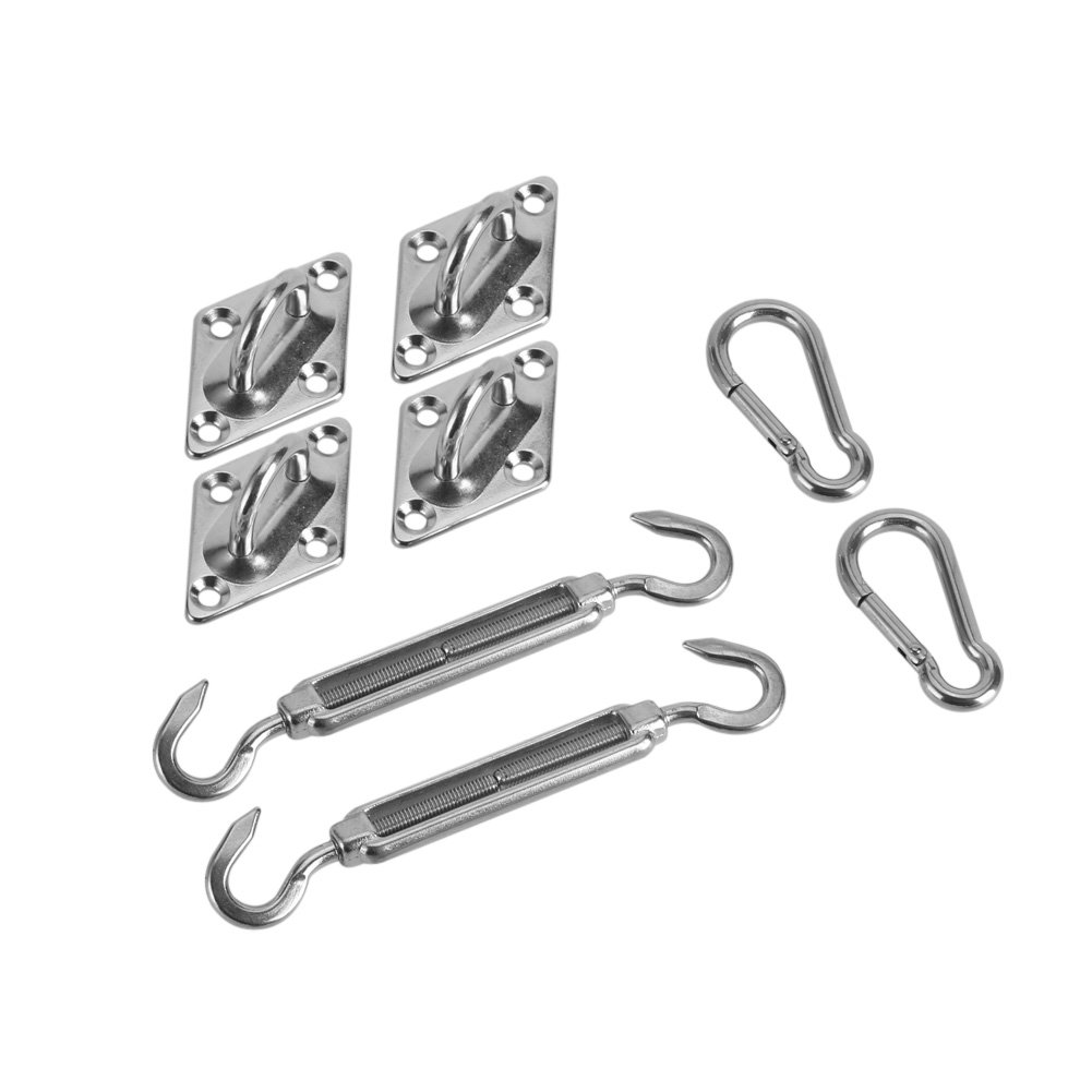 Ausla Sun Sail Installation Kit, 8pcs/Set Silver Stainless Steel Sun Shade Sail Hardware Kit Installation Accessories