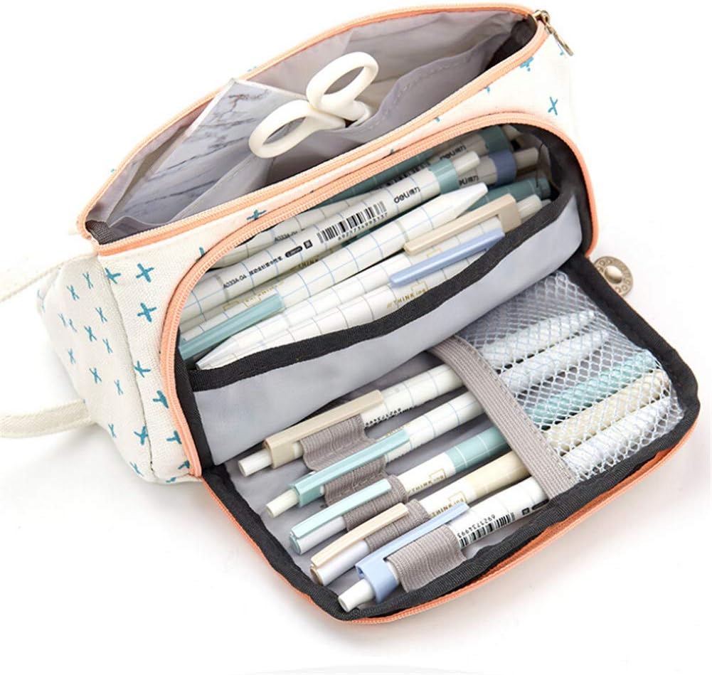 Big Capacity Pencil Pen Case Student Office College Middle School High School Zipper Large Storage (Cross-Shaped)