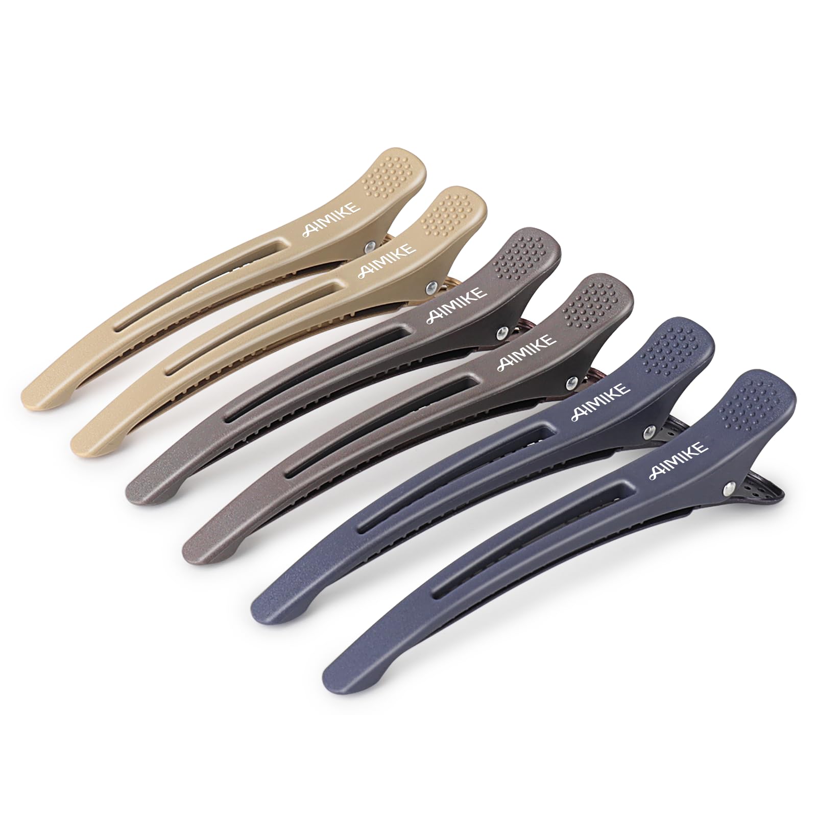 AIMIKE 6pcs Hair Styling Clips - Salon Sectioning & Cutting Clips with Silicone Band, No Crease Duck Billed Design