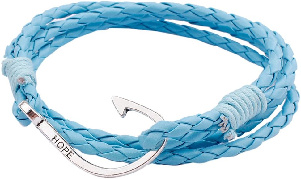 Xisheep Jewelry for Women Handmade Multilayer Men Women Leather Braided Cord Rope Bracelet Bracelets for Home DIY (E)