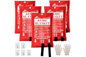Ann Katy Emergency Fire Blanket for Home and Kitchen，Fiberglass Fire Retardant Blankets 40x40in for School, Fireplace, Grill, Car, Office, Warehouse,5 Pack