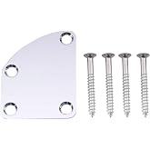 Musiclily 4 Hole Curved Neckplate Neck Plate for Fender Strat Stratocaster Tele Telecaster Guitar, Chrome