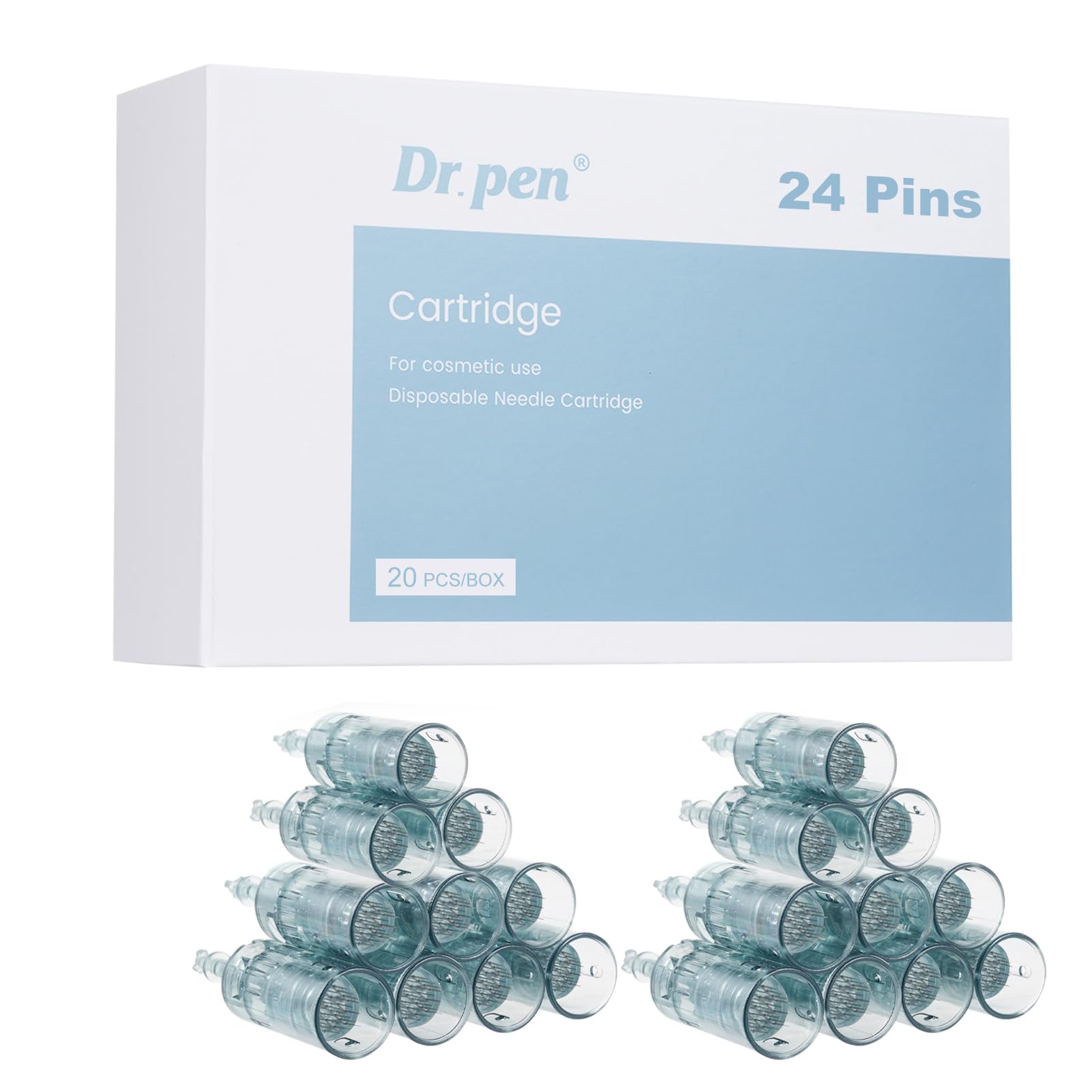 Dr.pen M8 Cartridges 24 Pins, 20Pcs Dr.pen Cartridges for Microneedling Pen M8/M7S Model, Authentic Disposable Microneedling Cartridges (24 Pins, 20Pcs)