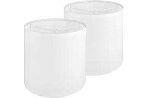 GUZEIR White Linen Tall Drum Lampshade set of 2, 9.8" Top x 9.8" Bottom x 11.8" High Lamp Shade, Lamp Shade Replacement for Table and Floor Lamps, Pendant Light, Handcrafted Lampshade, Easy Assembl