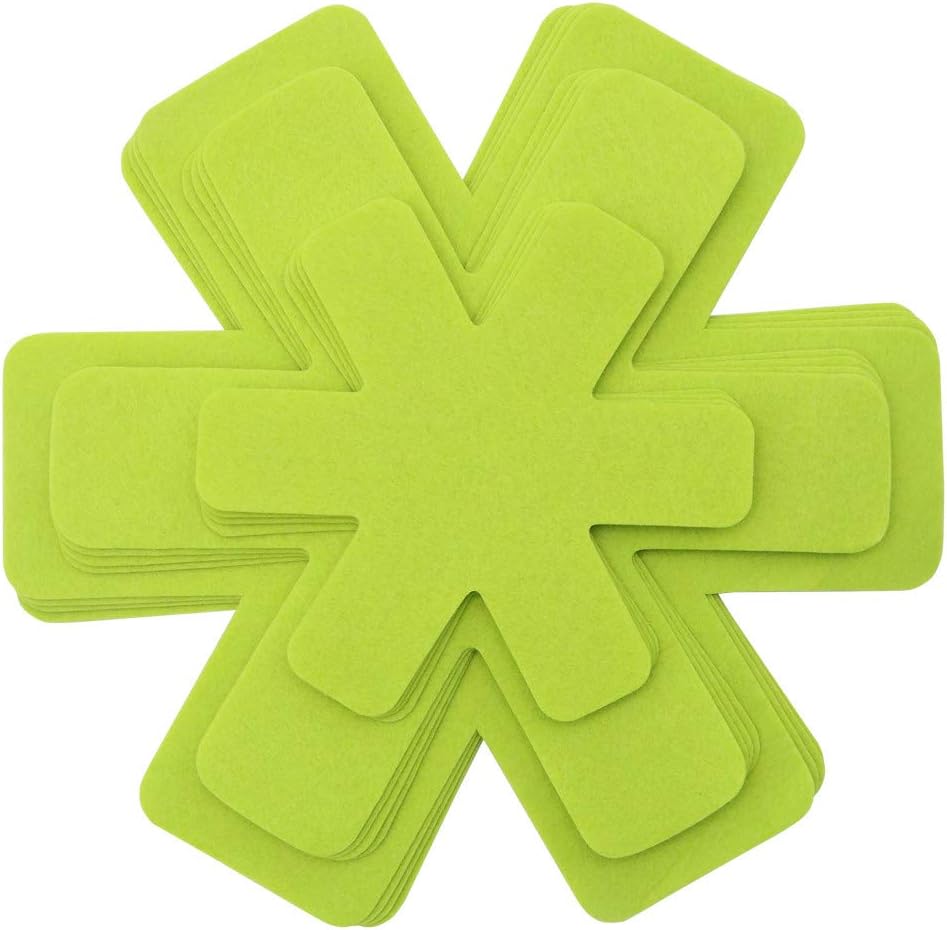 Pots and Pans Protectors, Set of 12 and 3 Different Size, Green Pot Dividers Pads/Stacking Pan Protectors/Pan Separators Pads for Protecting and Separating Pots and Pans