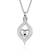 LuxglitterLin Teardrop Eye of My Heart Crystal Cremation Urn Necklace for Human Pet Ashes Holder Memorial Keepsake Pendant Jewelry