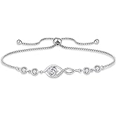 Blaniy Infinity Bracelets for Women 925 Sterling Silver Adjustable Link Bracelet Birthstone Jewelry Gifts for Her