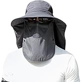 ALANDUO Wide Brim XXL Sun Hats for Men Big Head, UPF 50+ Fishing Sun Hat with Neck Face Flap, Safari Boonie Hat for Men Women