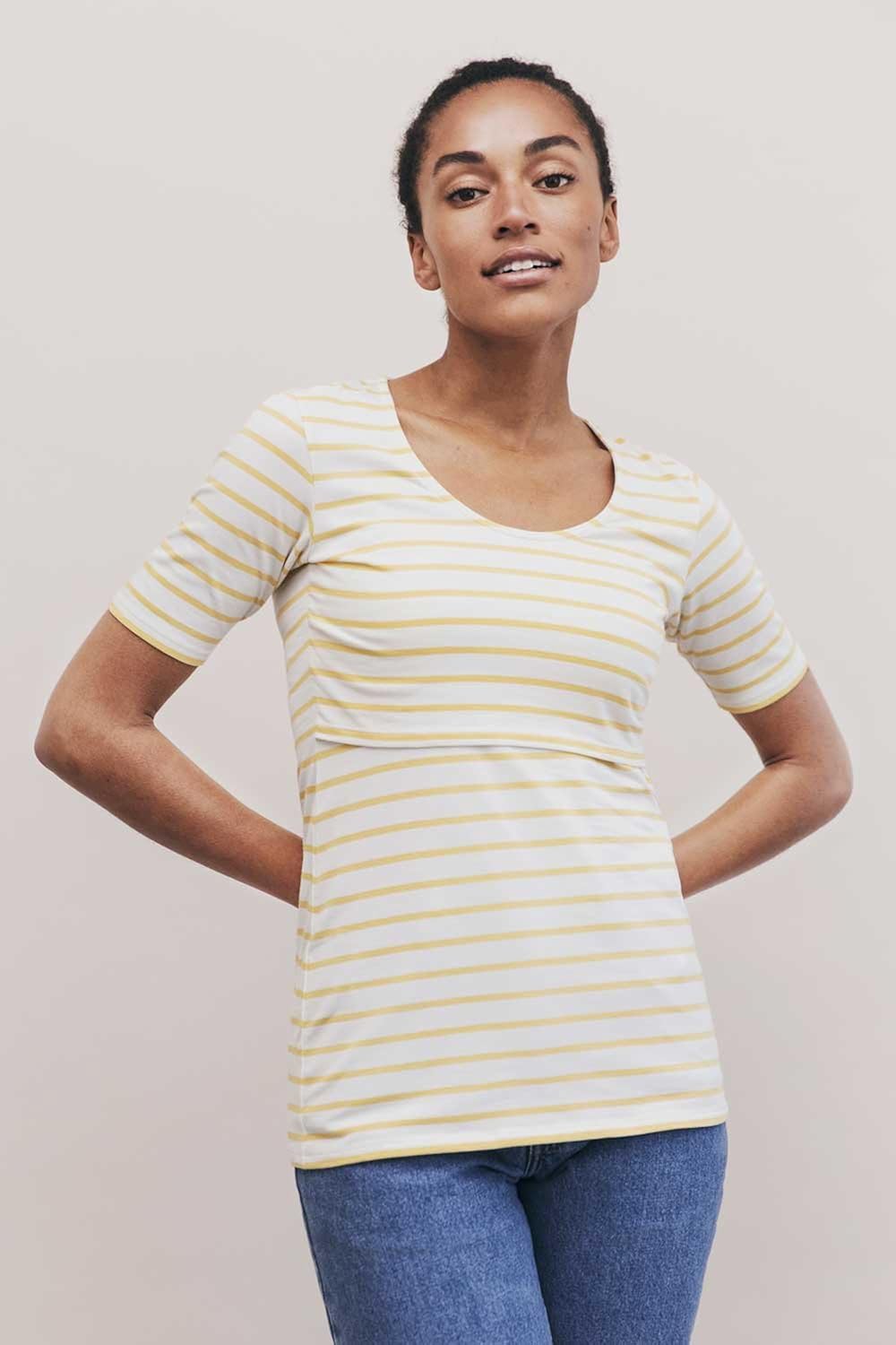 Kurzarm Stillshirt und Umstandsshirt Eva 0145 Gestreift Boob