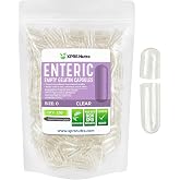 XPRS Nutra Size 0 Empty Capsules - 500 Count Clear Enteric Coated Gelatin Capsules - Delayed Release Pills - DIY Capsule Filling - Pure Bovine Enteric Gel Caps