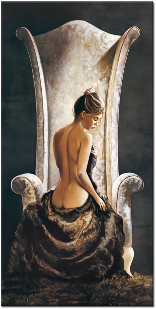 Large Size Woman Canvas Wall Art Prints,Sexy Nude Lady Oil Painting Feeling Picture Printed on Canvas Wall Decal Studio Wall Mural Decor
