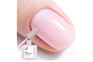 Gelike EC Nail Strengthener and Growth Polish: Milky Pink Protein and Vitamin Enriched Quick Dry Hardener Repair for Brittle Thin Damaged Nails After Gel Removal Salon Quality Vegan 16ml No UV Need