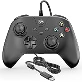 YAEYE Wired Controller for Xbox One, Enhanced Gaming Controller Compatible with Xbox Series X|S / PC Windows 10/11, Plug-and-Play with Dual Vibration Motors 3.5mm Headset Jack, 7.2ft Long USB Cable - Black