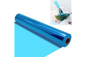 SYOGUA 100 ft x 34 in Extra Wide Cellophane Wrap Roll Blue, Translucent Cellophane Roll for Gift Baskets Wrap, Colored Cellophane Wrapping Paper for Treats, Candies, Holiday, Birthday, Baby Shower Decoration
