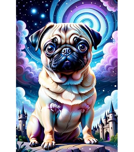 Colorful Pug Jigsaw Puzzle - 1000 Pieces Funny Dog Puzzle For Adults & Kids, DIY Home Decor