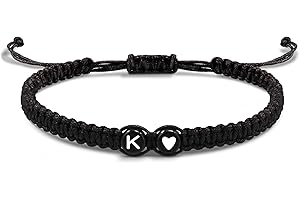 BTYSUN Valentines Day Gifts for Him Boyfriend, Initial Bracelets for Women Teen Valentines Gifts for Her Trendy Stuff Best Friend Birthday Gift Graduation Adjustable Letter A-Z Braided Bracelets Heart Link Sister Daughter Mother's Day Mom Female Christmas Jewelry