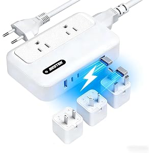 BESTEK 220v to 110v Converter with USB C 35w, 300W AC Peak Voltage Converter US to Europe, Universal Travel Adapter for Hair