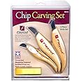 Flexcut KN115 Carving Knives, Chip Carving Set, High Carbon Steel Blades, Ergonomic Ash Handle, Set of 3