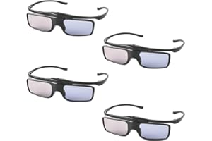 COCAR RF 3D Glasses, Active Shutter RF 3D Glasses Rechargeable Suitable for RF 3D TV Projectors, RF 3D Eyewear, Compatible with TDG-BT500A, SSG-5100GB, AN3DG40, Pack of 4
