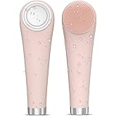 Facial Cleansing Brush,Silicone Face Scrubber,Pore Scrubber for Women Men,IPX7 Waterproof Exfoliating Face Brush,Rechargeable Electric Face Scrub,Pink