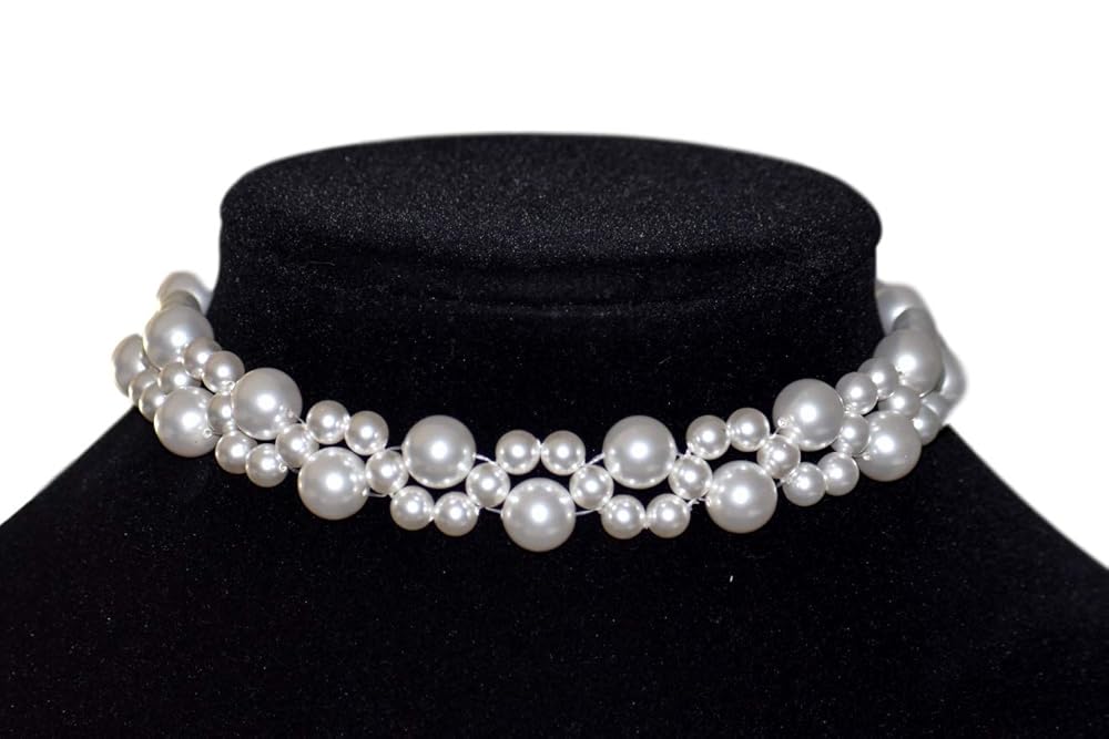 Swarovski Crystal White Pearl Collar Choker Necklace For