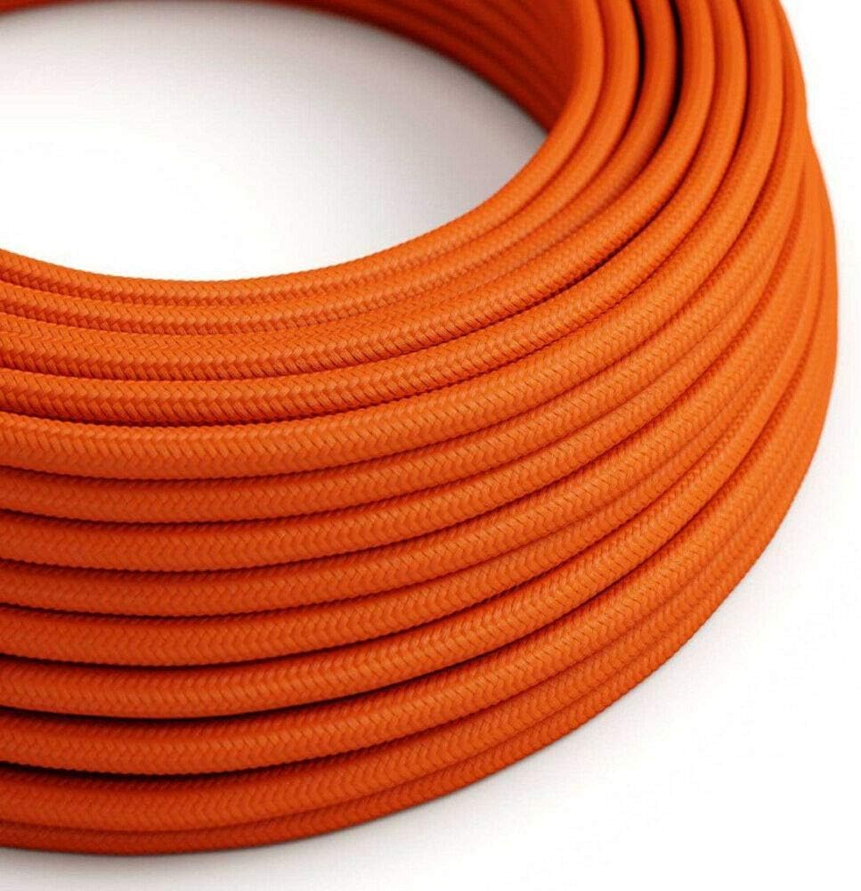LEDSone 16.4ft Vintage 2 Core Round 18 Gauge Orange Cable Fabric Cloth Covered Electrical Wire, 5m 2 conductors Lamp cable Modern Cloth Covered Wire for Pendant Light Bulb Industrial DIY Project. — image 1