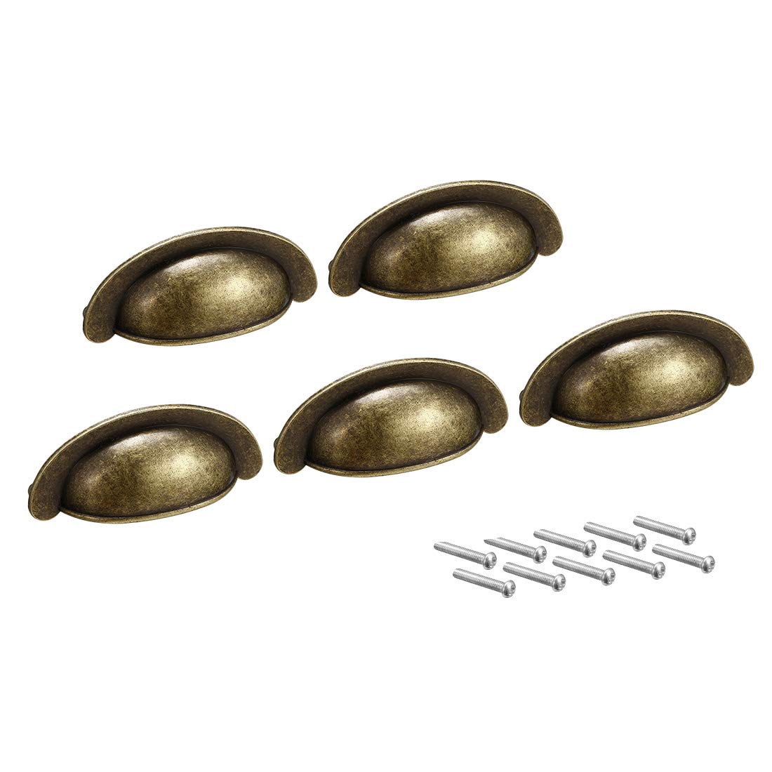 Sourcingmap Cup Drawer Pulls, Kitchen Cabinet Dresser Pull Handles Bronze Tone, 2.71" Hole Centers, 5 Pack