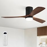 Sofucor 52 Inch Ceiling Fans with Lights and Remote, Low Profile | Solid Wood, Flush Mount, Quiet Reversible DC Motor, 3CCT Dimmable, Timer, 6 Speeds for Outdoor/Bedroom/Living Room/Patio