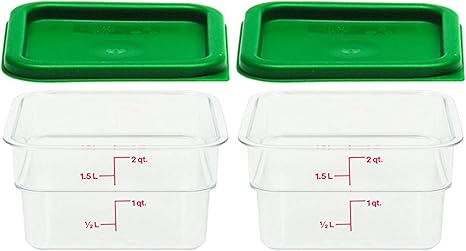 Amazon Com Cambro Set Of 2 Clear Square Food Storage Containers With Lids 2 Quart 2 Quart Set Of 2 Kitchen Dining