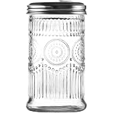 Wongblee Glass Sugar Shaker Dispenser 12oz, Stainless Steel Flip Top Lid for Easy Pouring, Sugar Pourer for Powdered Sugar, Parmesan, Cinnamon, &amp; Spices (Sunflower)